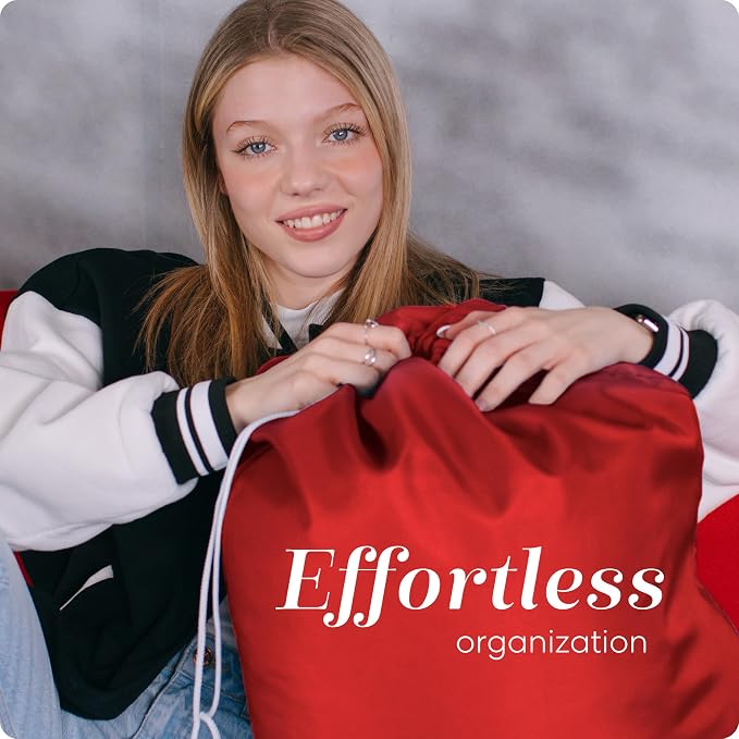 Handy Laundry Extra Large Heavy Duty Laundry Bag – Durable Nylon, Locking Drawstring, Machine Washable, Fits Hamper or Basket, Travel & Dorm Essentials, Holds Up to 3 Loads (Red) | 30"x40" XL Nylon Laundry Bag, Locking Drawstring, Machine Washable, Hea...