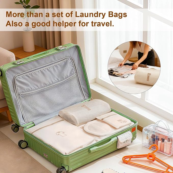 6Pcs All-New Upgraded Mesh Laundry Bags, Durable Lingerie Bags for Washing Delicates, Underwear, Bra, Shoes, Socks, Laundry Bag Mesh Wash Bags for College Dorm, Laundry Room (6 Sizes, Classified Use)