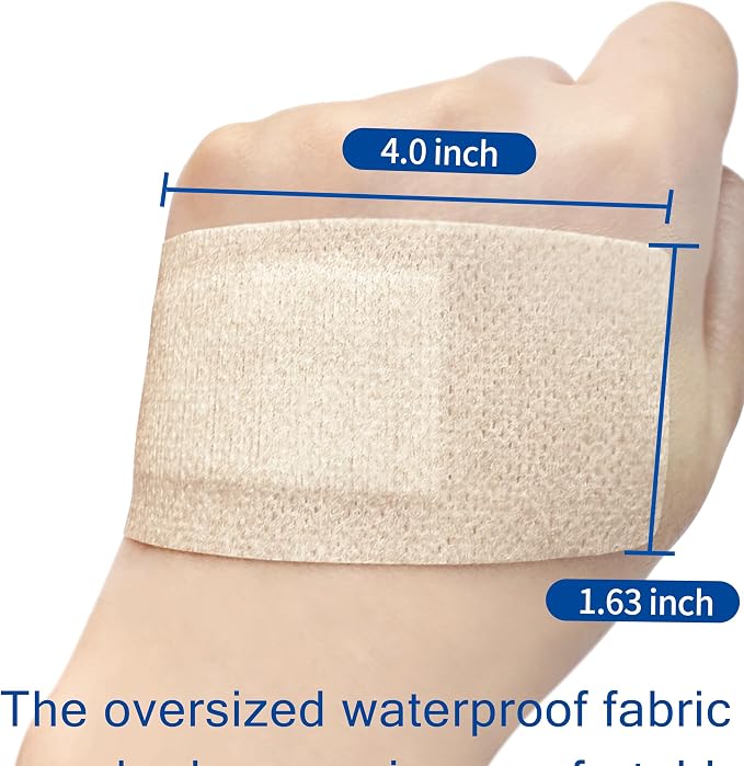CareUs Silicone Adhesive Bandages Large Sizes for Sensitive Fragile Skin Flexible Fabric Latex Free Hypoallergenic Breathable XL Bandages for Adhesive Allergy Wounds, 32-Count Pack (8ct x 4)