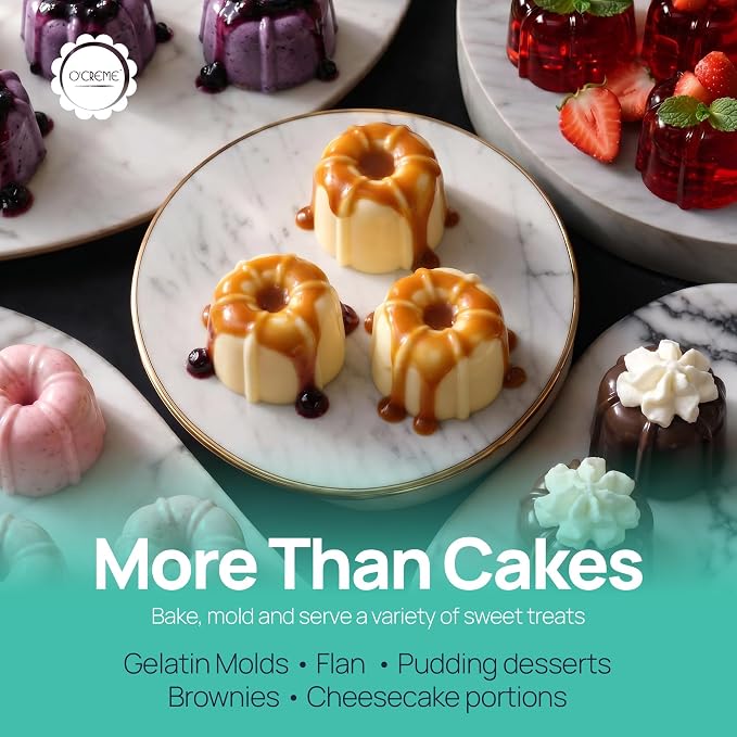 O’Creme Mini Flan Molds Pan – Reusable Bakeable Plastic Flanera/Molde Para Gelatina & Chocoflan – Non-Stick Silicone Baking Cups For Baking and Much More - 50 QTY Pack