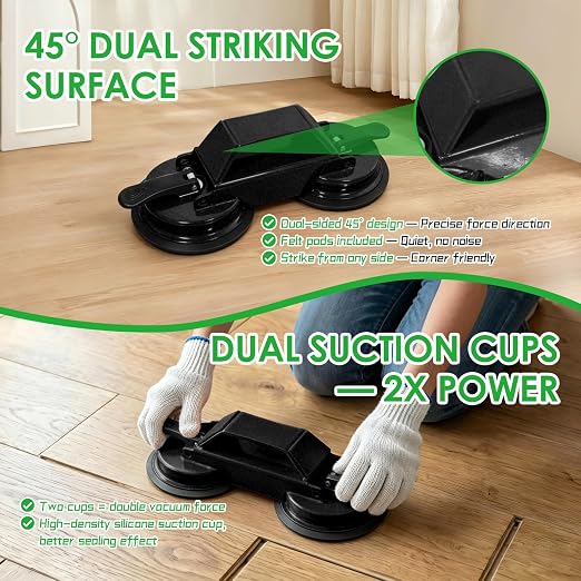 Floor Gap Fixer Tool to Fix a Floor, Vinyl Floor Repair Kit with Strong Suction Cups, Laminate Flooring Tools, Includes Plank Grabber and Mallet