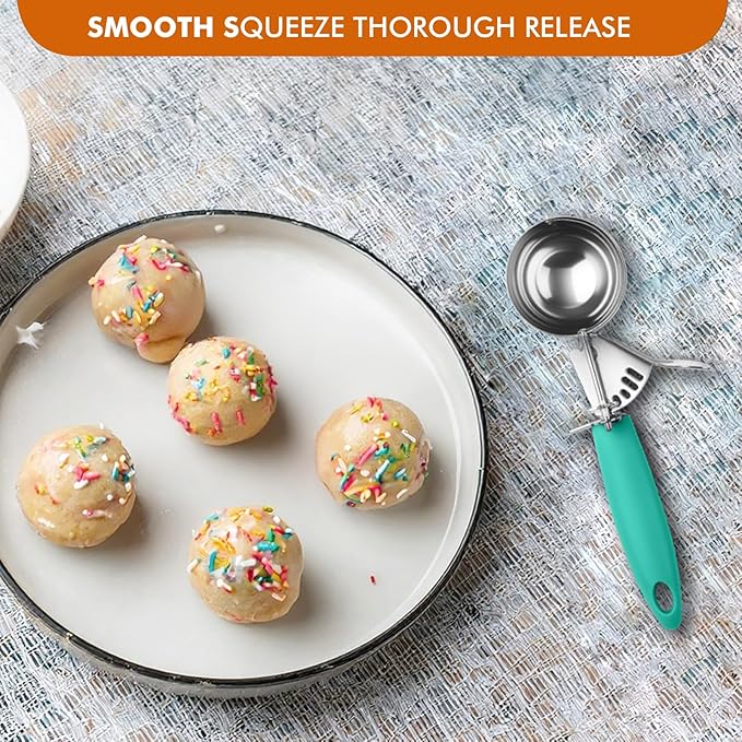 JUNADAEL J Portion Scoop, 2.75 OZ Disher Scoop, #16 Cookie Scoops, Green Handle, for Portion Control, Cookie Dough, Cupcake Batter, Ice Cream, Muffin, Mashed Potatoes