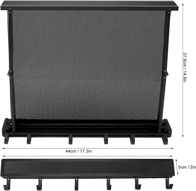 Pilipane Retractable Clothes Drying Rack Wall Mount Foldable Laundry Organizer with Breathable Mesh Platform for Patio Bathroom Aluminum 42x37.8cm (Black)
