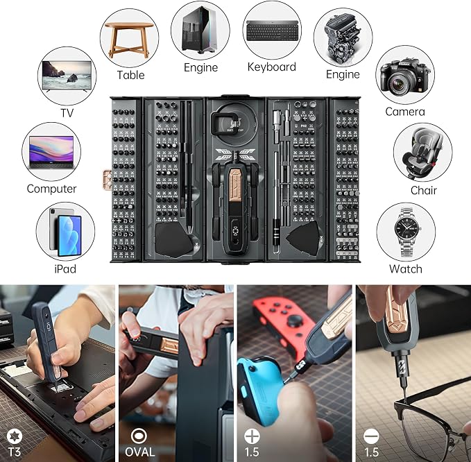 Mini Precision Manual Screwdriver Set,JAKEMY 180 in 1 Laptop Screwdriver Repair Tool Kit,Magnetic Multi-Bit Tiny Manual Screwdriver Bit Kit for DIY,Computer,PS5,Xbox,RC Car,Jewelers,Glasses,Watch,Home