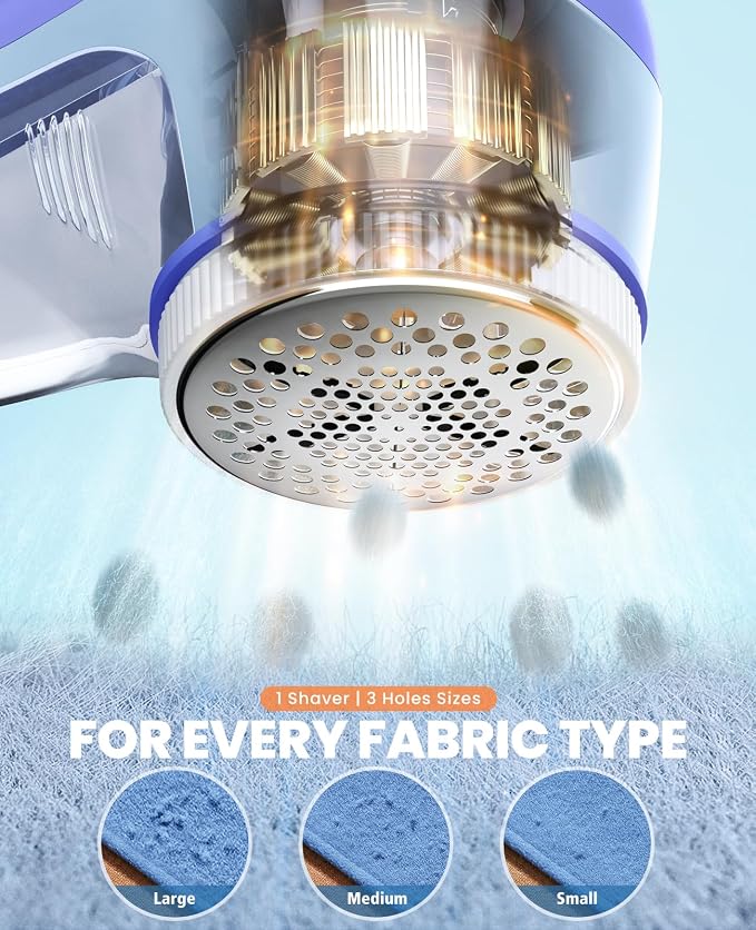 POPCHOSE Fabric Shaver, Lint Shaver with 6-Leaf Blade, Rechargeable | Lint Remover with Type-C Fast Charing Port, Sweater Defuzzer, Clothes Shaver for Couch, Furniture, Blanket, Remove Pilling