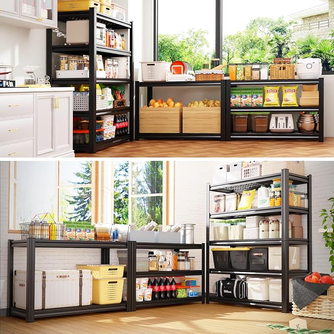 59" W Garage Shelving Heavy Duty Storage Shelves, Adjustable Metal Shelving Unit, Utility Garage Organizer Shelf for Basement, Pantry, Kitchen, Warehouse, Supermarket, 59" W x 19.7" D x 72" H