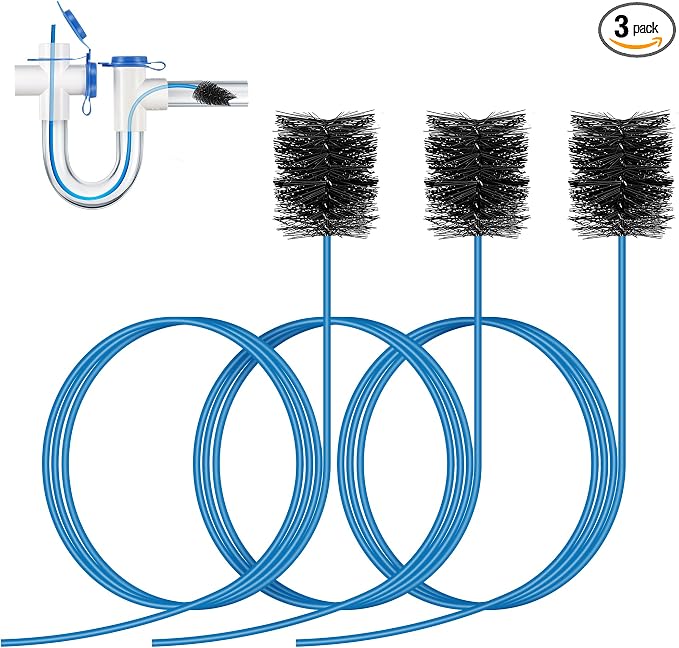 3 Pcs Condensate Trap Flexible Drain Brush, 48 Inch AC Drain Line Cleaning Brush for AC & HAVC Condensate P Trap, Blue