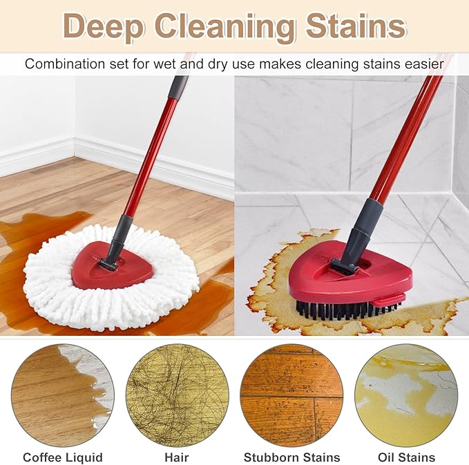 Mop Heads Replacements for Ocedar, Mop Replace Head for O Cedar, Mop Heads for O Cedar, Mop Replace Head for Cedar, Mop Heads for O Cedar Spin Mop Include 2 Mop Refills 2 Scrubber Mop Head 1 Mop Base