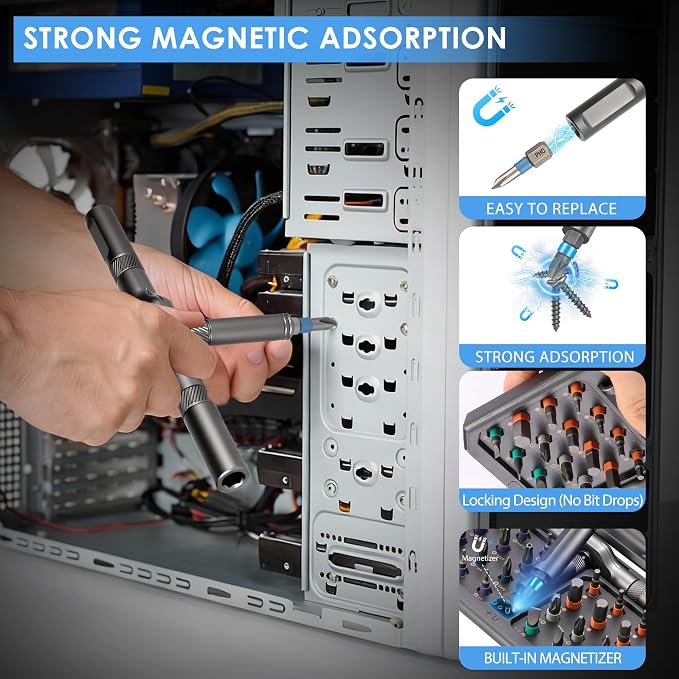 Asnish 42 in1 Magnetic Ratcheting Screwdriver Set with Multi Bit Tool Kit | Compact repair kit with storage case for electronics, computers, laptops, watches, bicycles and DIY repairs
