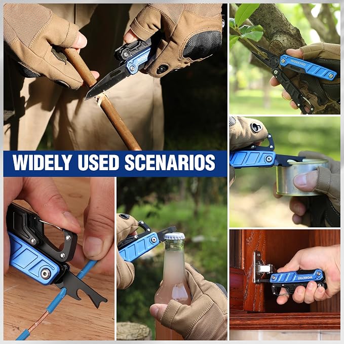 WORKPRO Multitool-11 in 1 Camping Tools with Mini Hammer | EDC Gear Multi Tools Hammer with Safety Lock and Pouch-Mini Multitools Gifts for Men and Women