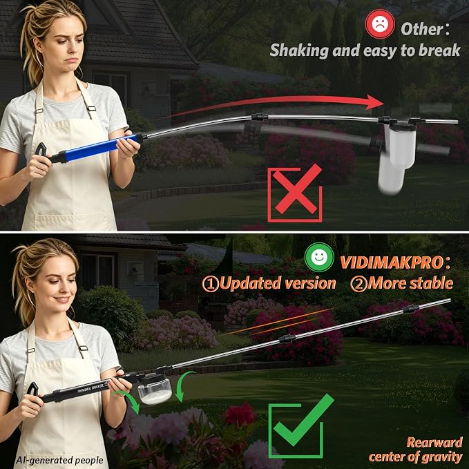 Diatomaceous Earth Powder Duster, 4 FT Adjustable Length Pump Applicator with Adjustable Powder Flow, Portable Dispenser & Sprayer for DE Dust Application