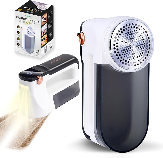 True & Tidy XL Rechargeable Fabric Shaver & Lint Remover w/Built-in Light