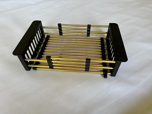 Gold Expandable Dish Drying Rack Over the Sink, Adjustable Stainless Steel Sink Drying Rack for Plates, Bowls & Utensils, Space-Saving Kitchen Counter Drainer (14-24 in)
