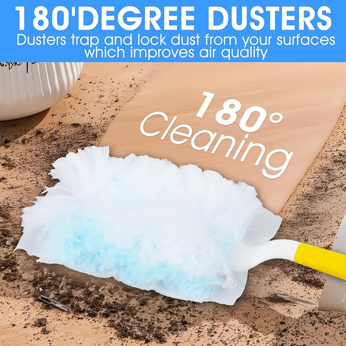 120 Pcs Duster Refills, Electrostatic Disposable Dusters Refills Compatible with Duster, Bulk Heavy Duty Dusters Refill for Blinds Ceiling Fans Furniture Multi-Surface Dusting, Unscented