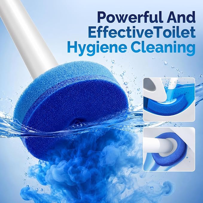 Disposable Toilet Brush Refills 35 Pack, Pre-Inserted Cleaning Heads with Built-in Cleaner, Deep Cleaning Scrubbers for Bowl Rim and Corners, Effective Stain Removal