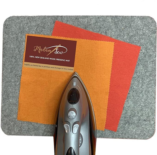 Madam Sew Natural Wool Pressing mat for quilting (17”x13.5”) 100% Wool Felt Ironing Pad | Wool Ironing Mat for quilters,Crisp Seams on Quilt Blocks,Sewing Projects & Embroidery- ironing mat for sewing
