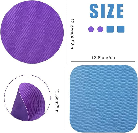 LUTER 4pcs Jar Opener, Rubber, Multi-function Silicone Bottle Opener for Seniors with Weak Hands Lid Cap Gripper Pads Kitchen Coasters Gadgets(Blue, Purple)