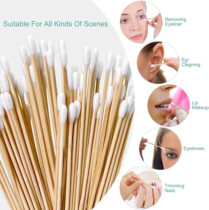 6 Inch Long Cotton Swabs, Pointed or Round Tips for Cleaning | Pointed, Round, and Mixed-Tip Cotton Swab Options with 6 Inch Wooden Handles for Firearm, Electronics, Craft, and Tasks