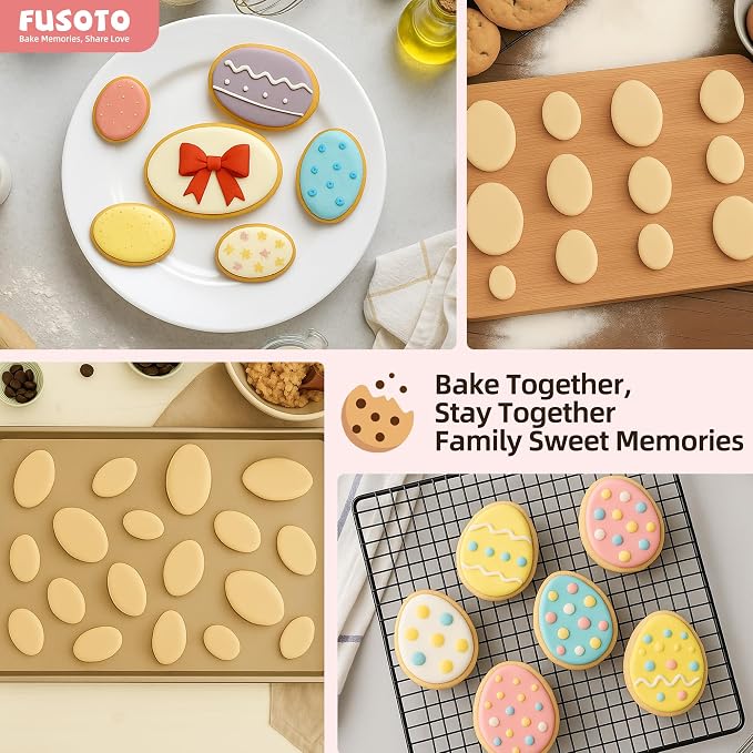 FUSOTO 6PCS Oval Cookie Cutter Set, Large Geometric Stainless Steel Baking Supplies for Homemade Cookies, Oval Plaque Cookie Cutters Shapes Biscuit Molds, 6 Sizes (1.5, 2, 2.5, 3, 3.5, 4 Inch)