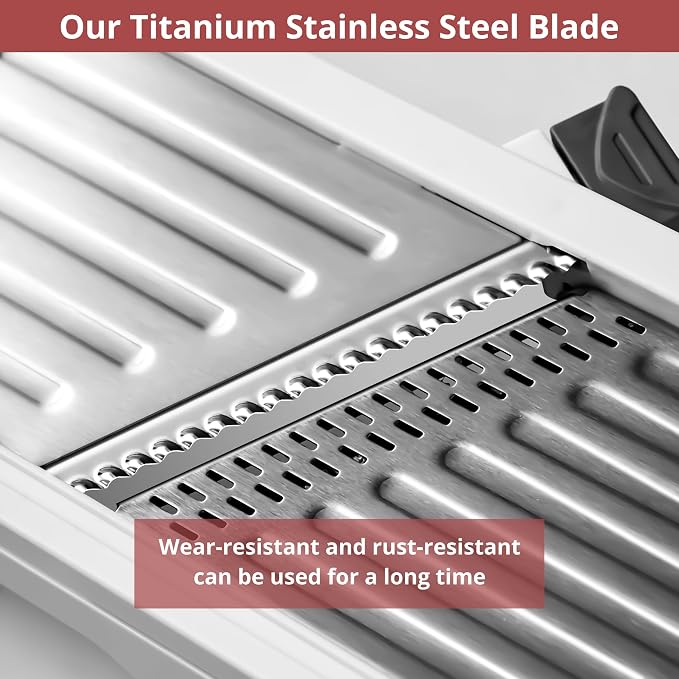 24-In-1 Mandoline Slicer for Kitchen with Waffle Fry Cutter Blade,Adjustable Kitchen Mandoline Slicer,Food Chopper,Safe Mandoline Food Slicer,Mandolin with Waffle Fry Cutter-Grey
