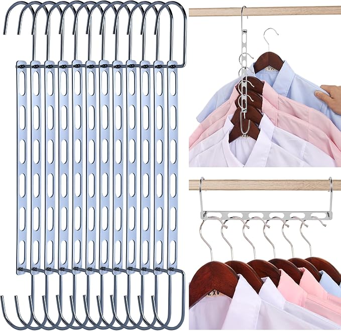 Metal Space Saving Hangers for Clothes, Collapsible Hanger Organizer 12Pack