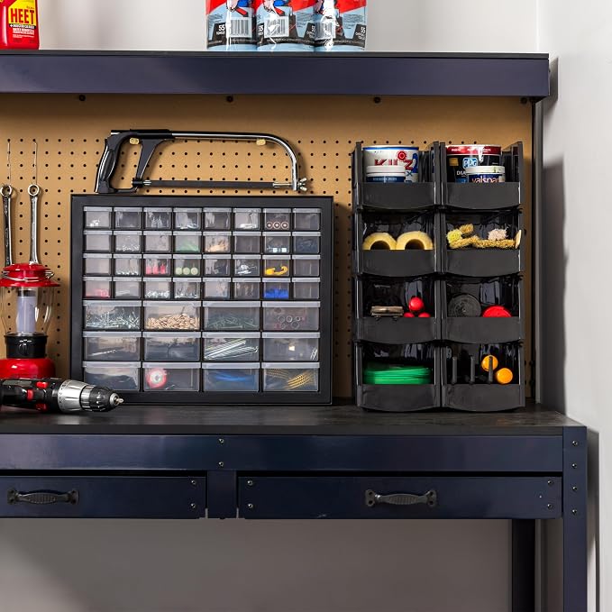 IRIS USA 44-Drawer Small Parts Storage Cabinet, Crafts, Made in USA, Black | Wall-mountable, Stackable, Building Bricks, Screws, Nuts & Bolts, Hardware, Garage Tool Storage