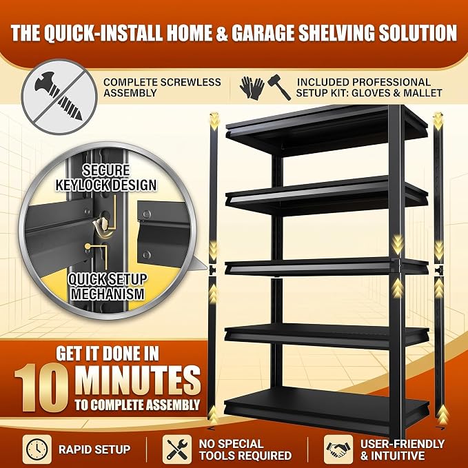 Garage Shelving, Heavy Duty Adjustable Boltless Metal Storage Shelving Units