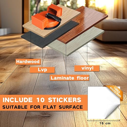 REXBETI Floor Gap Fixer Tool, Plank Gap Repair Kit, Heavy Duty Suction Cup | Double 90° Widened Striking, 10Pcs Sticky Pads, Laminate Flooring Tool, Fixer Laminate/Vinyl Flooring/Hardwood/LVP