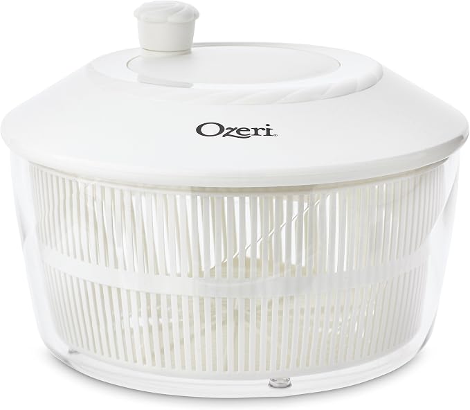 Ozeri Italian Made Fresca Salad Spinner and Serving Bowl, BPA-Free,White, 4.4 qt