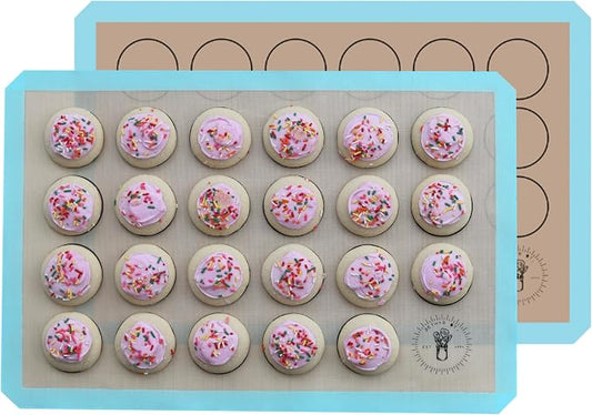 Silicone Baking Mats For Cookies, Full Size Baking Sheet Liners, Pack Of 2, 16 X 24 Inch (40 x 60 cm), Non-Stick, Baking Mats Silicone, Perfect For Baking Macarons Cookies And Cakes