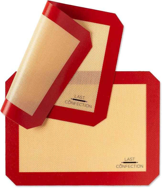 Last Confection Silicone Baking Mat - Set of 2 Non-Stick Quarter Sheet (8-1/2" x 11-1/2") Professional Food Safe Tray Pan Liners
