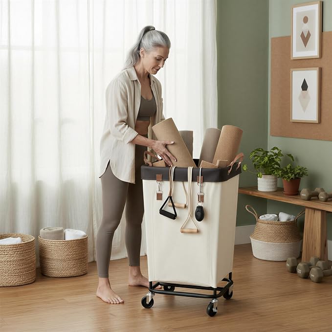StorageWorks 160L Laundry Basket with Wheels, Rolling Hampers for Clothing