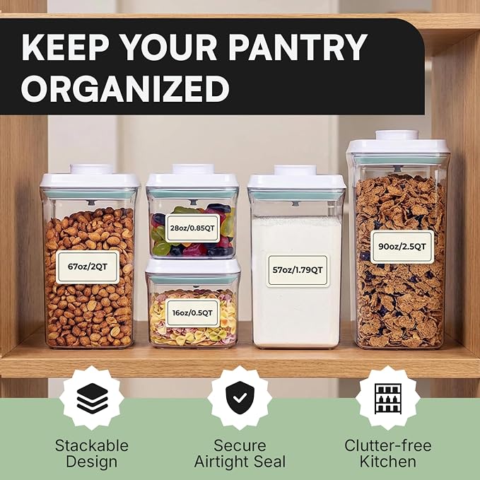 Bop Top Airtight Food Storage Containers with Lid 3.5 Cups / 28 oz | Kitchen Canister Sets | Air Tight Pantry Container | Pop Top Dry Food Storage Containers for Snacks, Sugar, Flour, Baking, Pasta