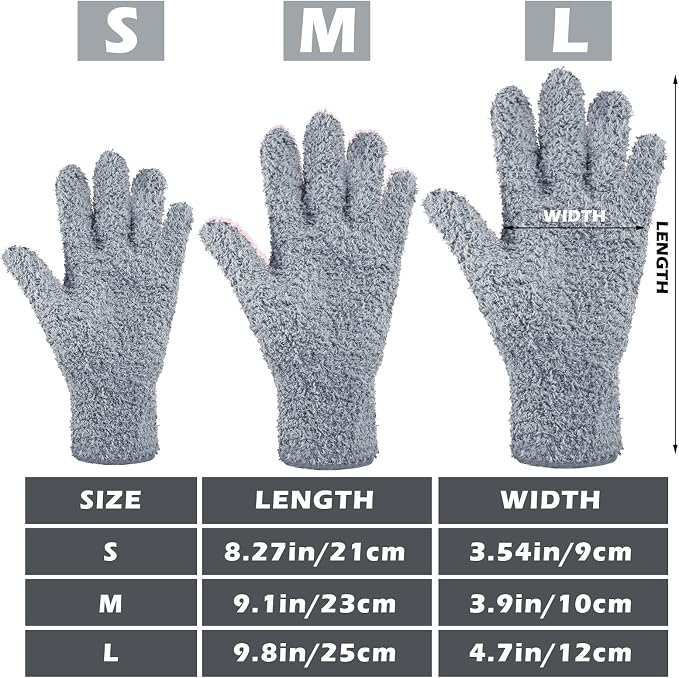Patelai 3 Pairs Microfiber Plant Dusting Gloves Leaf Cleaning Gloves for Indoor Plants, Blinds, Furniture, House (Dark Blue,Gray,Khaki,Small)