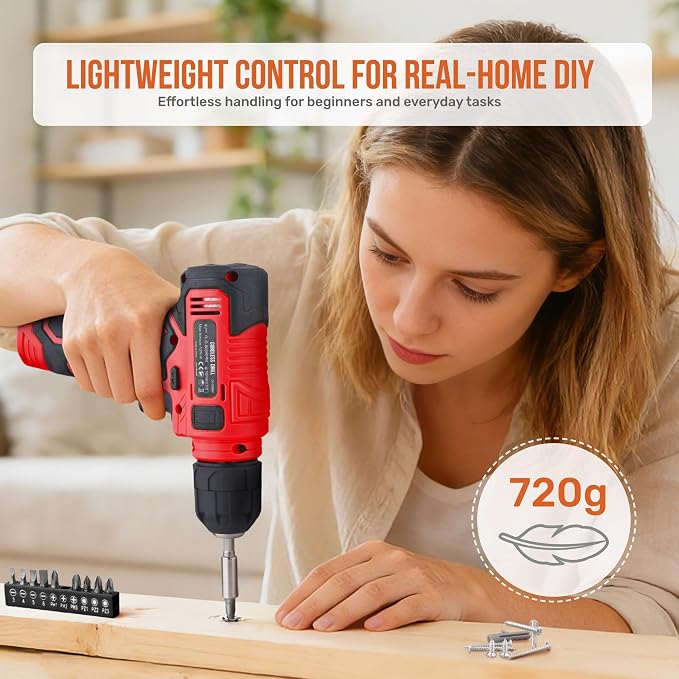 Hi-Spec Tool Set with 8V Cordless Drill Set Home Repair & Maintenance | Complete DIY Tool Kit, USB Rechargeable Electric Drill Driver, Women and Men Tool Kit, Home Repair & Maintenance, Compact
