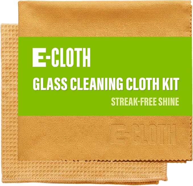 E-Cloth Microfiber Window Cleaning Cloth Kit - Glass Cleaning Cloth for Windows, Mirrors, Cars, Lenses, Eyeglasses, & More, Streak Free Clean, Machine Washable Reusable Towel - Tangerine Orange