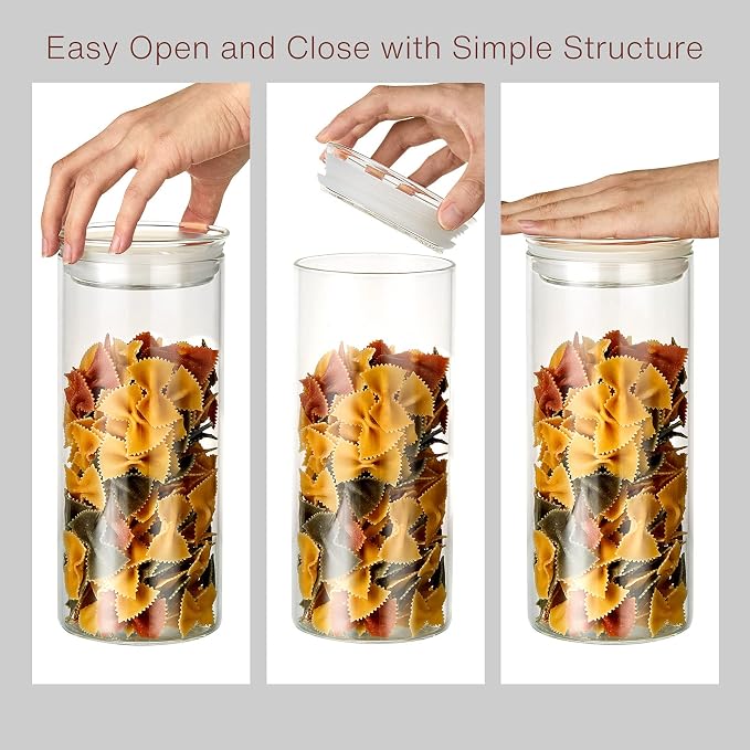 ZENS 27oz Glass Jars with Airtight Lid Set of 2, Clear Glass Storage Containers, Glass Kitchen Canisters with Airtight Lids, Coffee Jars for Brown Sugar, Pantry Organization
