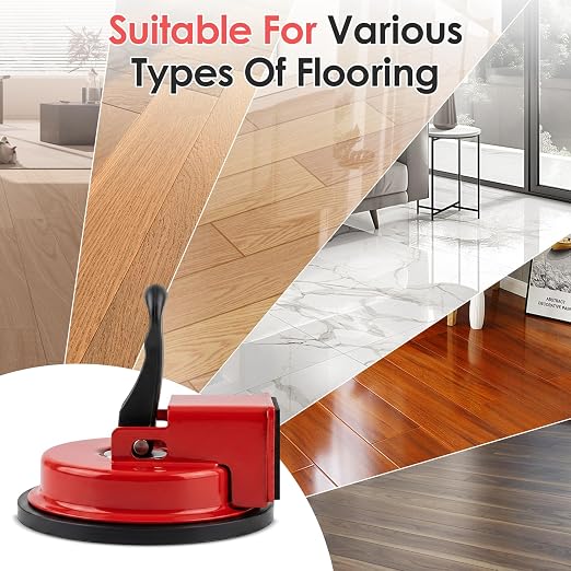 Floor Gap Fixer Tool, Bwaliffury 2026 New Heavy Duty Suction Cup Gap Puller With 10 Reusable Sticky Pads & Rubber Mallet, Floor Gap Fixer For Wood, Laminate, Tile, Vinyl Floor Gap Repair Tools, Red