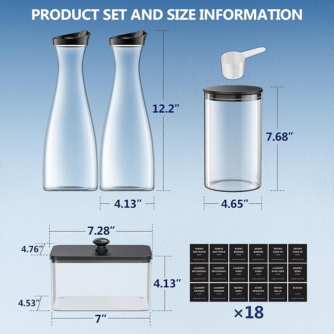 2+1+1 Pack Laundry Detergent Dispenser No Tray & Laundry Pods Container Black