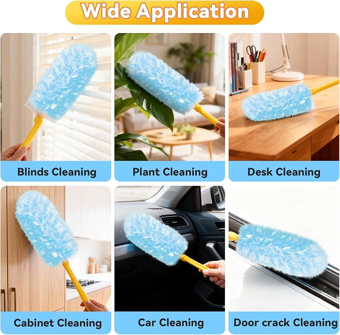 Tiumso 60 Count Duster Refills Dusters for Cleaning Compatible with Swiffer | 360° Heavy Duty Microfiber, 5X Electrostatic Dust Capture, Ideal for Furniture, Corners & Ceiling Fans, Refills Only