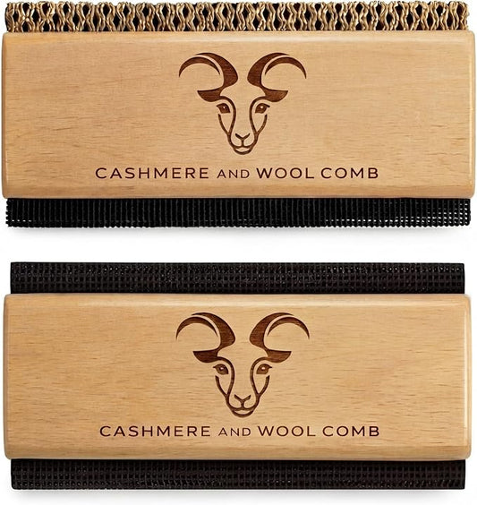 Cashmere Comb and Sweater Shaver Set (2 Pack) – Sweater Shavers | Shavers to Remove Pilling, Fuzz & Pills from Cashmere, Wool, Clothing, Premium Double Sided Fabric Shaver & Wood Sweater Comb