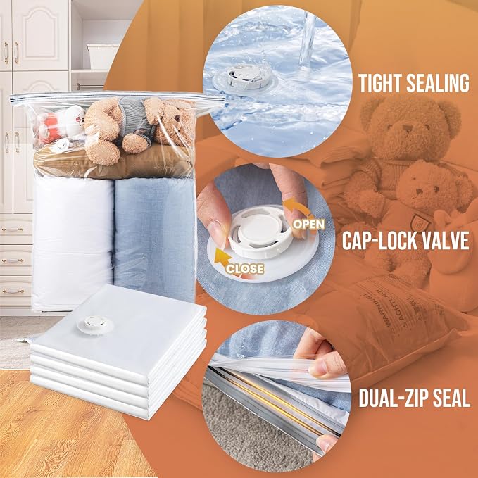 TAILI 12 Pack Vacuum Storage Bags, Jumbo Size (31×40 inch), Vacuum Seal Bag for Clothing, Bulky Bedding, Comforter, Blankets, Pillows, Space Saver Packing