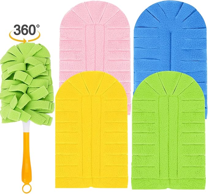 KEEPOW 4Pcs Fleece Heavy Duty Duster Refills Compatible with Swiffer Hand | Reusable Duster Refills with 360 Degree Fleece for Ceiling Fan & Cleaning, Heavy Duty, Handle Not Included, 4 Pack