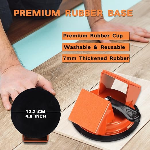 REXBETI Floor Gap Fixer Tool, Plank Gap Repair Kit, Heavy Duty Suction Cup | Double 45° Widened Striking, 10Pcs Sticky Pads, Laminate Flooring Tool, Fixer Laminate/Vinyl Flooring/Hardwood/LVP