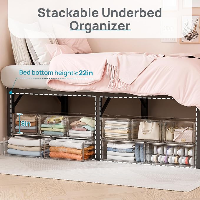 Vtopmart 5 Pack Large & Medium Storage Stackable Drawers Set | Easy Assembly Clear Plastic Storage Cabinet, Durable Dresser for Closet, Bedroom, Entryway, Playroom & Apartment Organization