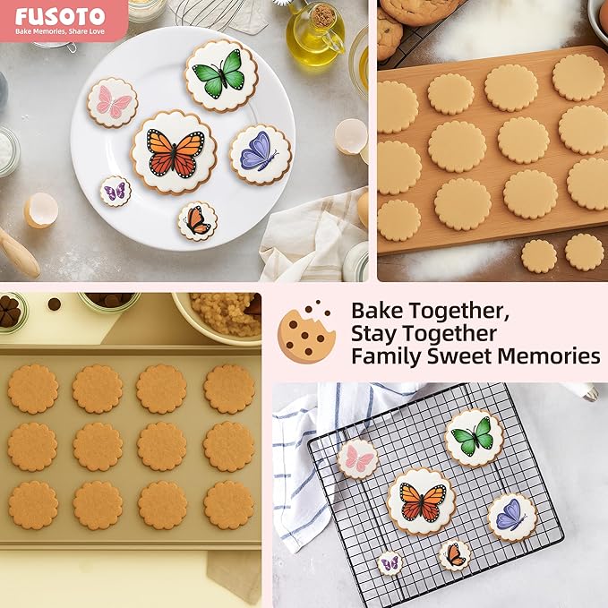 FUSOTO Round Cookie Cutter Set - 6 Piece Circle Shaped Geometric Circle Cookie Cutter for Kitchen Baking, Stainless Steel, (1.5", 2", 2.5", 3", 3.5", 4"), Round