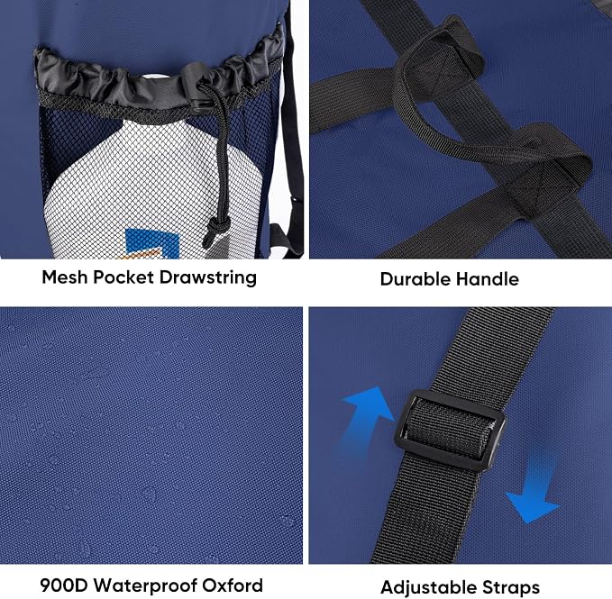 BALEINE 120L Laundry Bag Backpack, 900D Oxford Fabric Large Travel Laundry Bags with Shoulder Straps and 2 Mesh Pockets for College Dorm, Apartment, Laundromat (Navy, 120L)