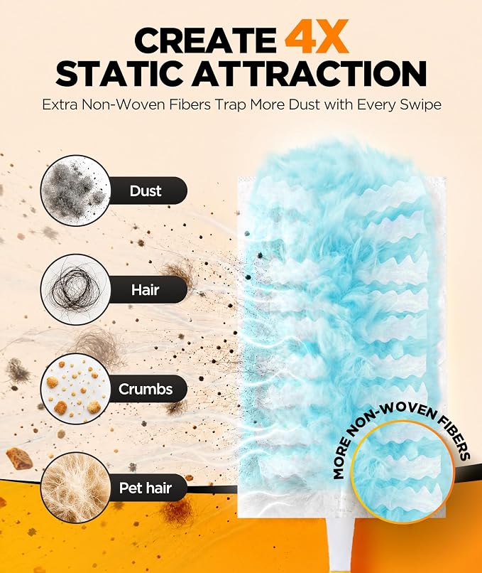 12 Count Duster Refills for Swiffer Duster, One-Sided Disposable Dusters Refills with 4X Microfibers (Handle Not Included)