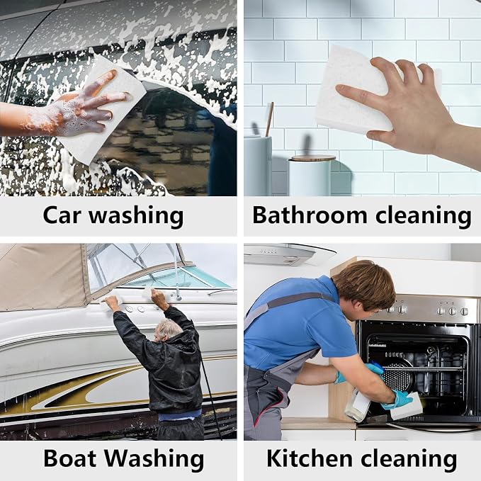 Cleaning and Washing Sponge, 3 Pack Large Extra Thick Heavy Duty Sponge Multi-Purpose for Kitchen Bathroom Bike Boat Car, Natural Cellulose Sponges 4" X 6" X 2" (White)