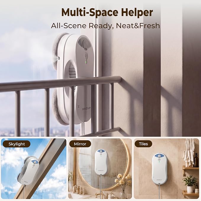 X6 Window Cleaning Robot for High Windows, Inside/Outside, 6400Pa Suction | Strong Suction, Dual-Spray, Edge Detect, Smart Navigation, Slim Round Shape, Automatic Window Cleaner Inside/Outside